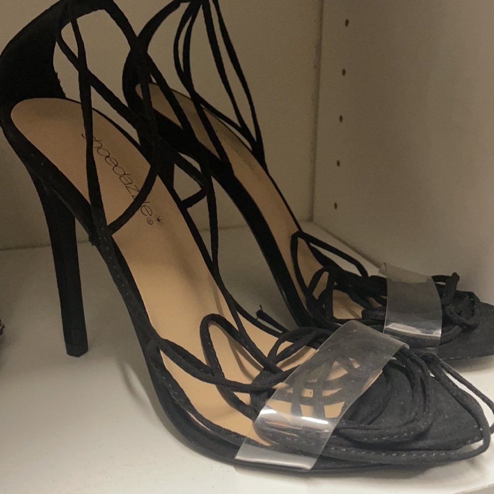 Clear heels with lace